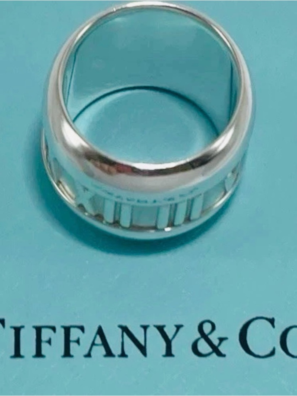 Tiffany & Co. Atlas 2003 Wide Band Ring Sterling Silver 925 Size US 4.5 W/Pouch - Picture 5 of 11